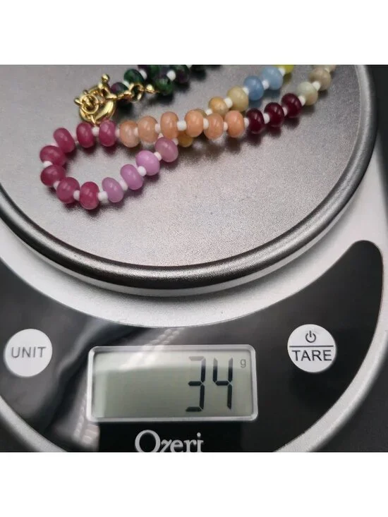 18 Inch Gold Plated Rainbow Gemstone Quartz Stone Necklace B1153 - Picture 7 of 7